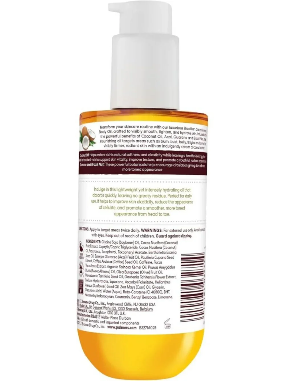 Cocoa Firming Body Oil with Coconut & Vitamin E | Skin Tightening, 48hr Moisture